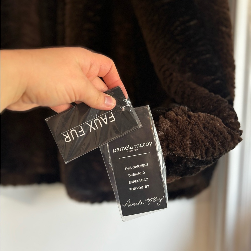 Pamela McCoy Dark Brown Faux Fur Coat - Picture 2 of 6